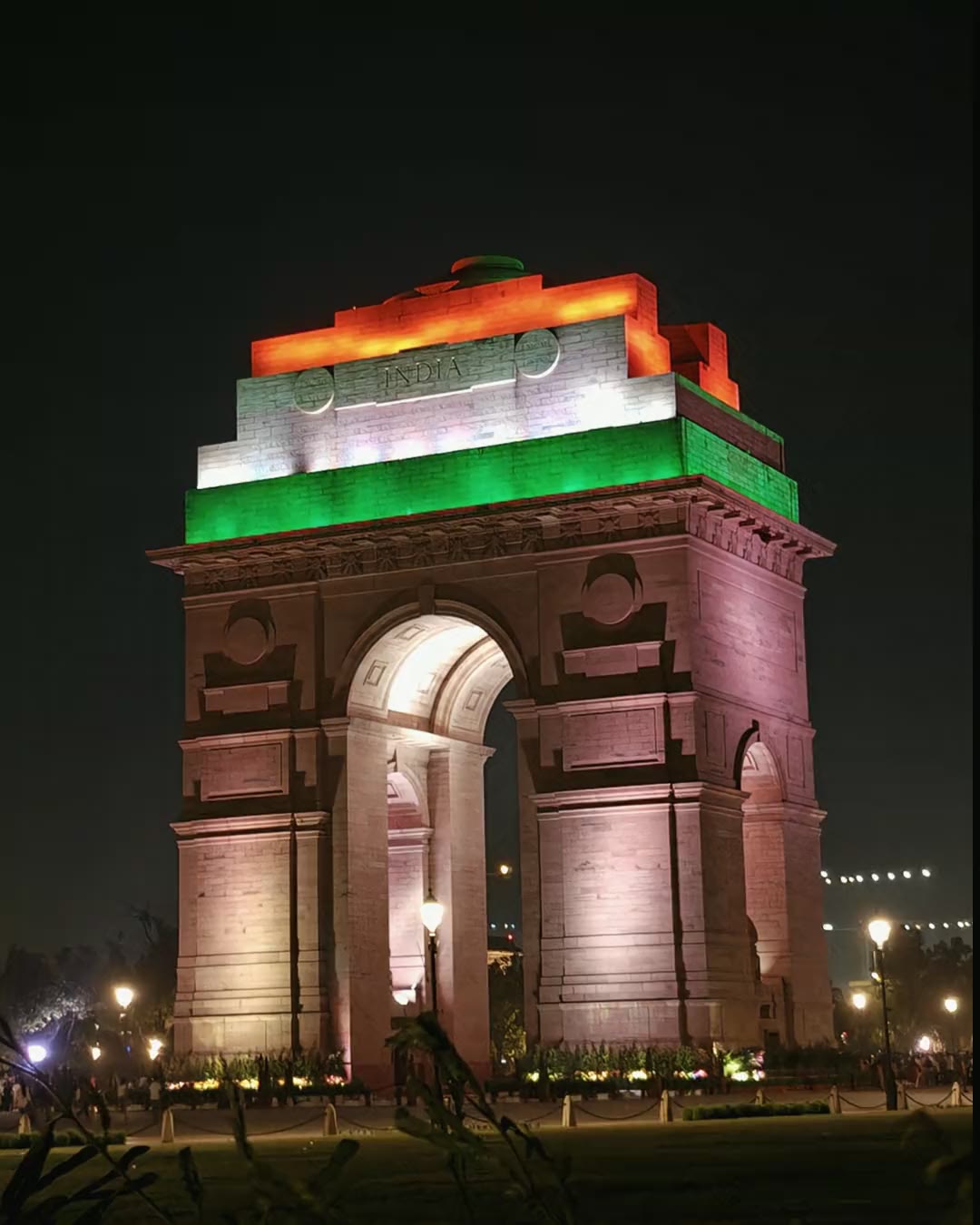 India Gate lit in the tricolour